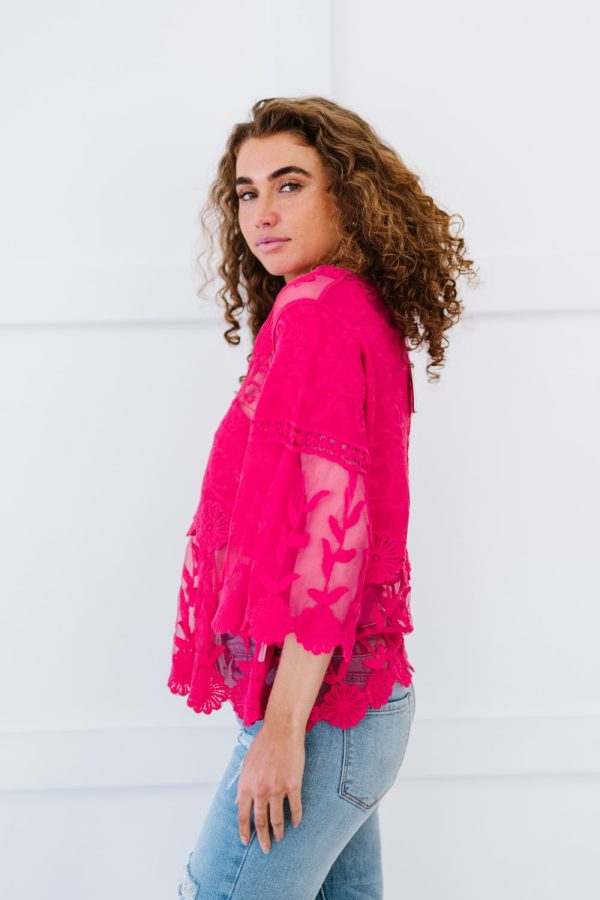 Davi & Dani Lace Oasis Full Size Run Blouse For Cheap - Image 4