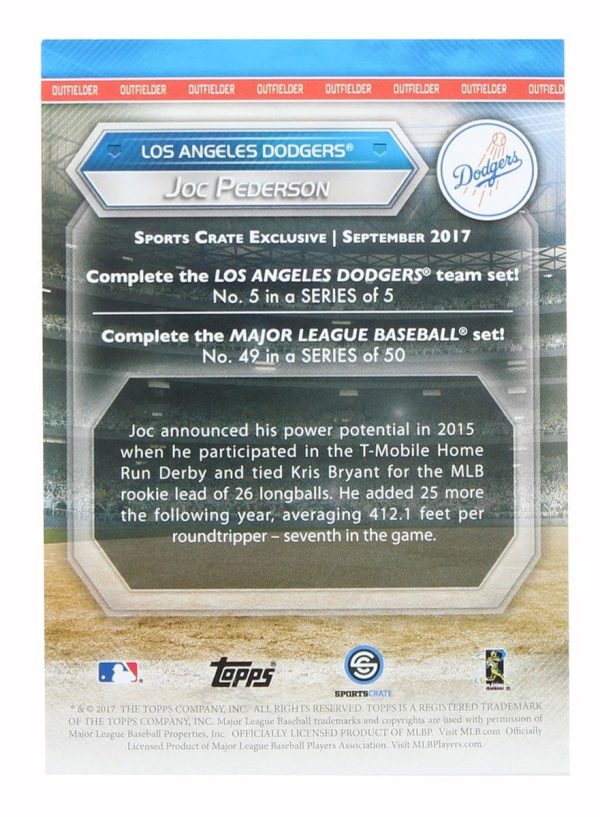 LA Dodgers MLB Crate Exclusive Topps Card #49 - Joc Pederson Supply - Image 2